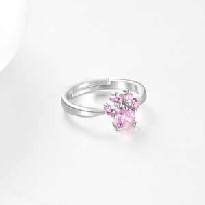 Cat Lady Box Pink Paw Adjustable Ring